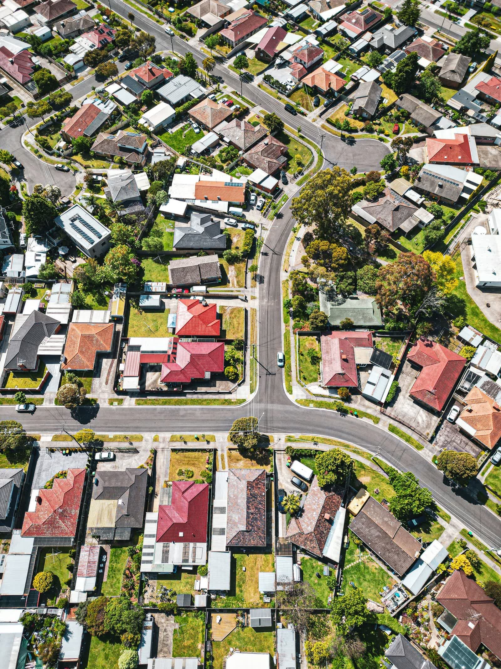 Aerial view of a Melbourne suburb